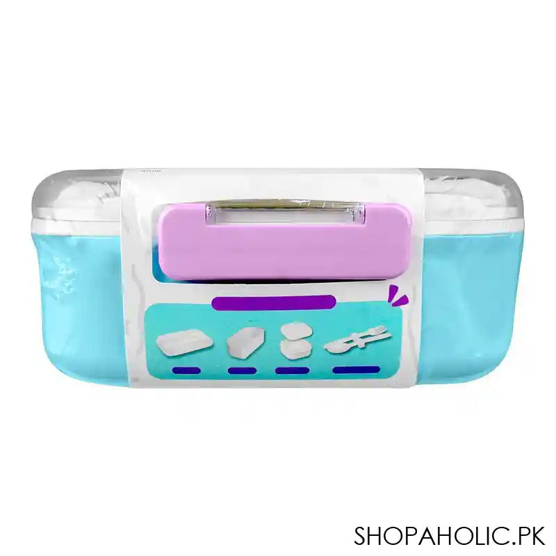 Homeatic Plastic Lunch Box With Cutlery, 1100ml/200ml Capacity, 2.4in (H) x 5.1in (W) x 3.7in (D), Blue, HMT-011 - Image 3