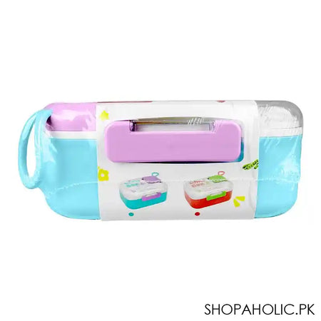 Homeatic Plastic Lunch Box With Cutlery, 1100ml/200ml Capacity, 2.4in (H) x 5.1in (W) x 3.7in (D), Blue, HMT-011 - Image 4