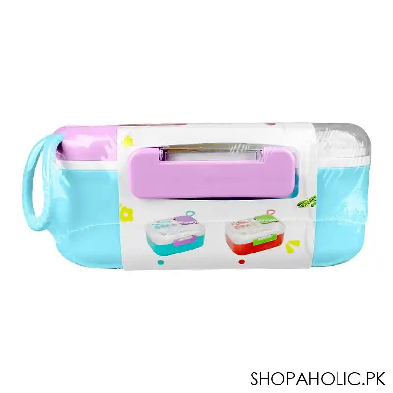 Homeatic Plastic Lunch Box With Cutlery, 1100ml/200ml Capacity, 2.4in (H) x 5.1in (W) x 3.7in (D), Blue, HMT-011 - Image 4