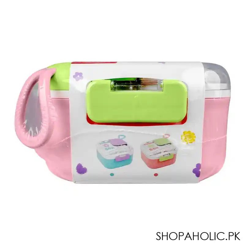 Homeatic Plastic Lunch Box With Cutlery, 750ml/600ml Capacity, 2.2in (H) x 3.3in (W) x 3.1in (D), Pink, HMT-010 - Image 4