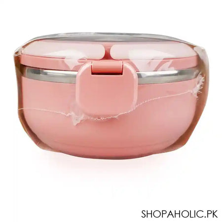 Homeatic Stainless Steel Lunch Box With Spoon, Single Compartment, 700ml Capacity, Pink, HMT-005 - Image 3