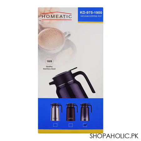 Homeatic Steel Thermos, 1.9 Liter Capacity, Black, HKD-975 - Image 2