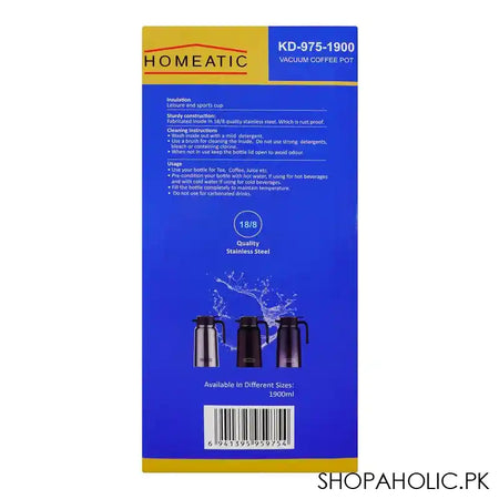 Homeatic Steel Thermos, 1.9 Liter Capacity, Maroon, HKD-975 - Image 2