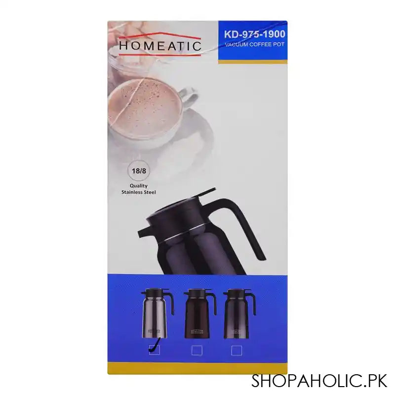 Homeatic Steel Thermos, 1.9 Liter Capacity, Silver, HKD-975 - Image 4