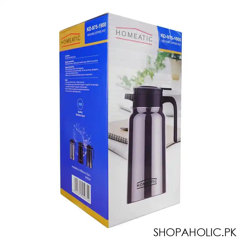 Homeatic Steel Thermos, 1.9 Liter Capacity, Silver, HKD-975 - Image 2