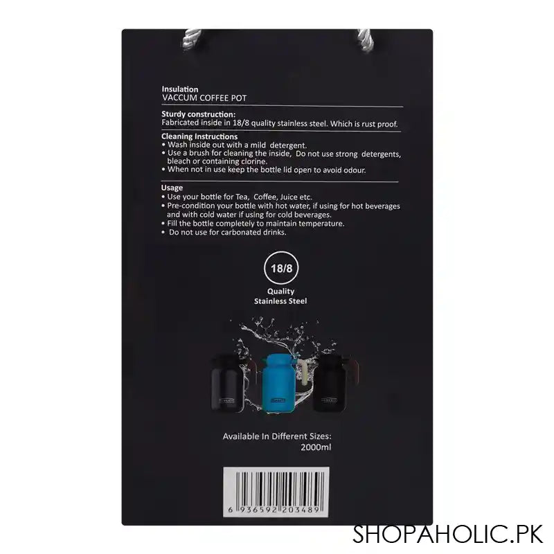 Homeatic Steel Thermos, 2 Liter Capacity, Black, HKD-9046 - Image 3