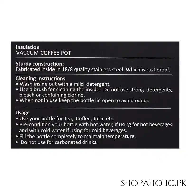 Homeatic Steel Thermos, 2 Liter Capacity, Black, HKD-9046 - Image 4