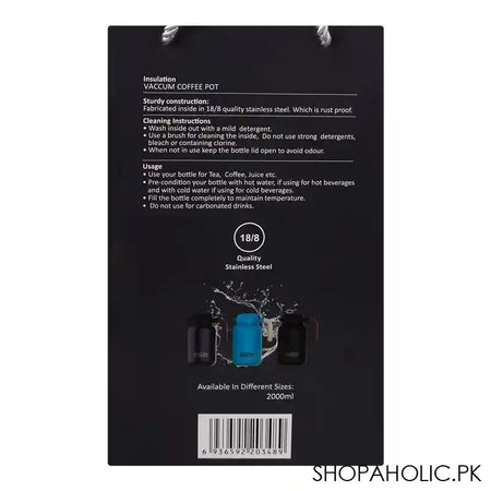 Homeatic Steel Thermos, 2 Liter Capacity, Grey, HKD-9046 - Image 2