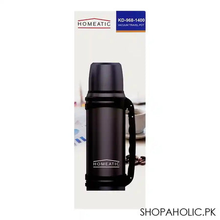 Homeatic Steel Travel Pot, Black, KD-968, 1.4ltr - Image 4