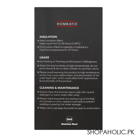 Homeatic Steel Vacuum Flask, 1.1 Liter Capacity, Black, HMV-2001 - Image 6