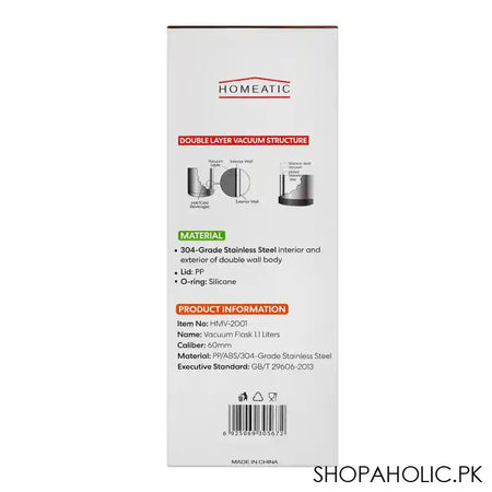 Homeatic Steel Vacuum Flask, 1.1 Liter Capacity, Brown, HMV-2001 - Image 5