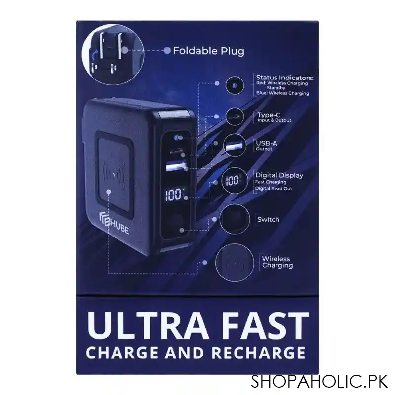 hube 3 in 1 wirless 10,000 mah power bank + wall socket image3