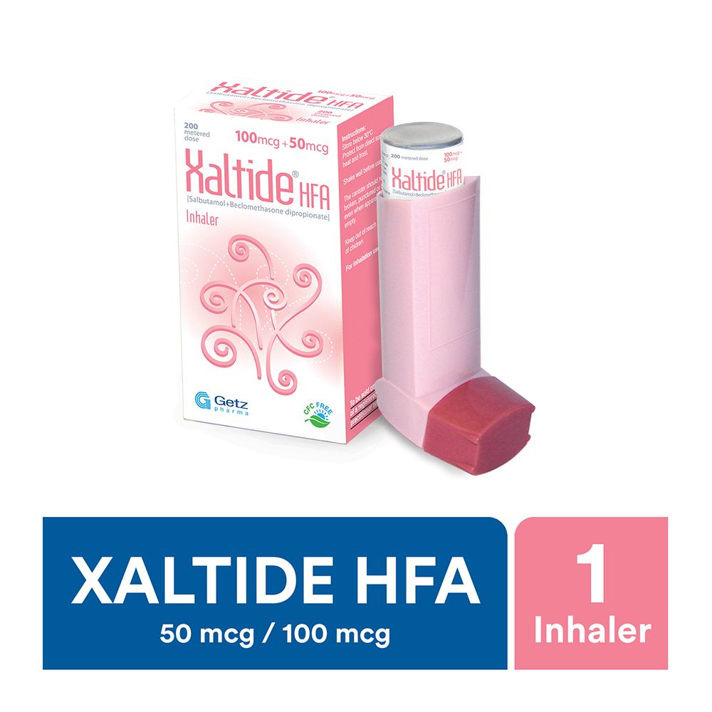 Getz Pharma Xaltide HFA Inhaler, 100mcg+50mcg, 200 Metered Doses - Main Image