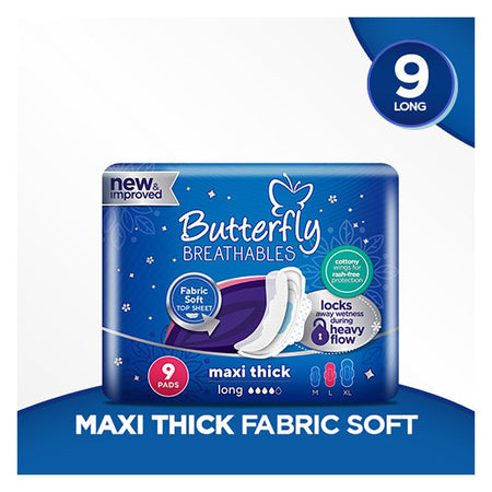 Butterfly Breathables Maxi Thick Pads, Large, 9-Pack - Main Image