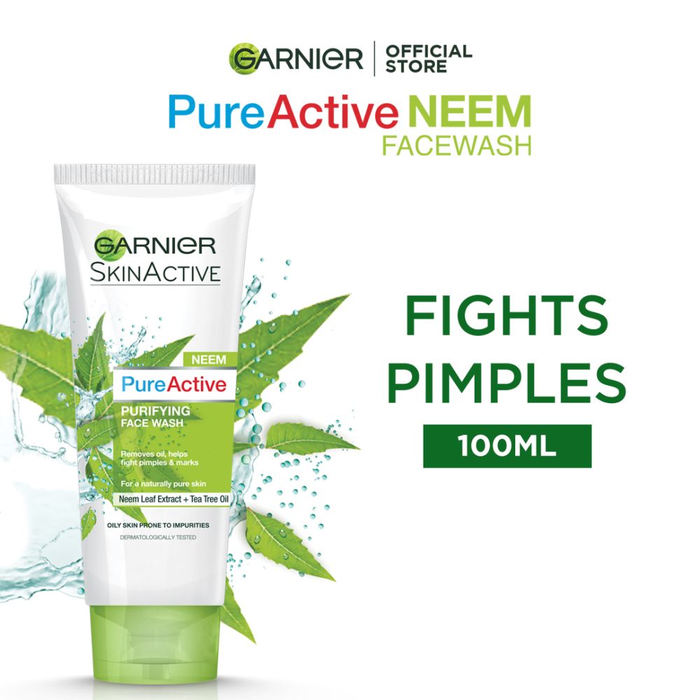 Garnier Skin Active Pure Active Neem Purifying Face Wash, For Normal to Oily Skin 100ml - Dissolve Dirt and Impurities - Main Image