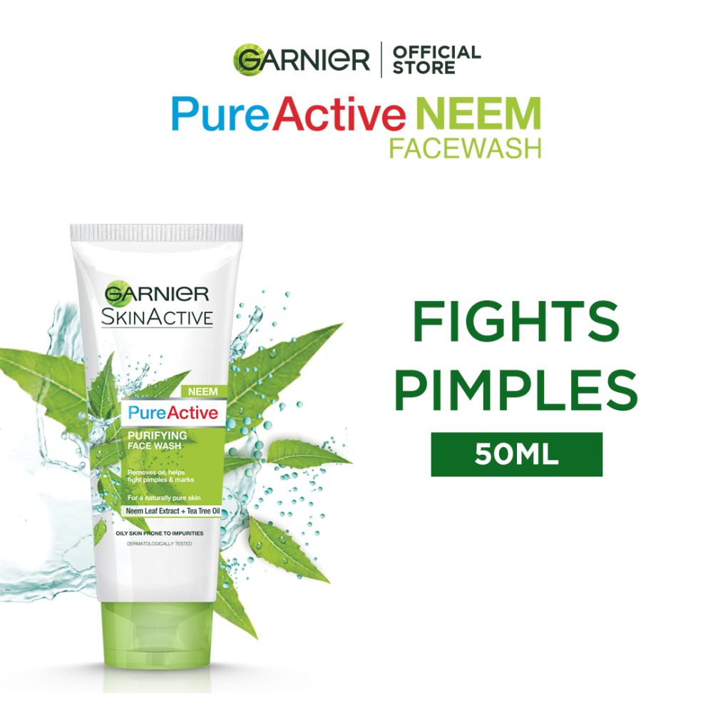 Garnier Skin Active Pure Active Neem Purifying Face Wash, For Normal to Oily Skin 50ml - Dissolve Dirt and Impurities - Main Image
