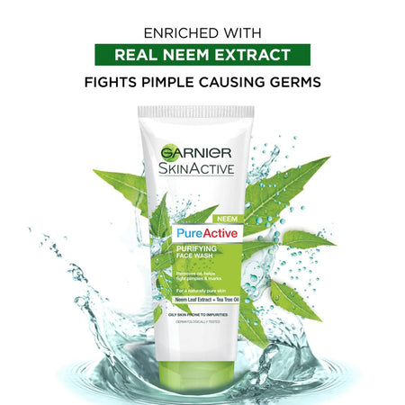 Garnier Skin Active Pure Active Neem Purifying Face Wash, For Normal to Oily Skin 50ml - Dissolve Dirt and Impurities - Image 3