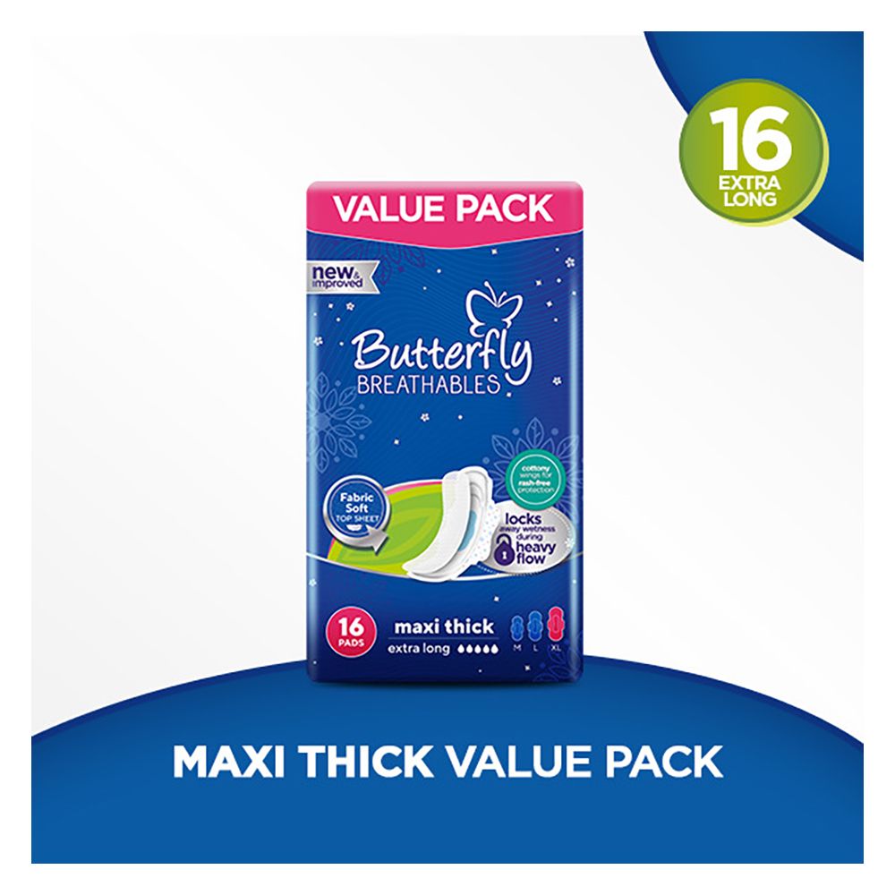 Butterfly Breathables Maxi Thick Pads, Extra Large, 16-Pack - Main Image