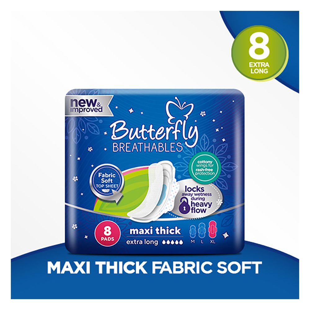 Butterfly Breathables Maxi Thin Pads, Extra Large, 8-Pack - Main Image