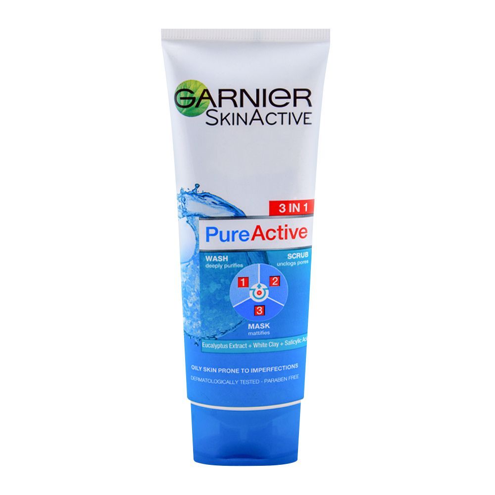 Garnier Skin Active Pure Active 3-in-1 Wash + Scrub +Mask, For Oily Skin, 100ml - Dissolve Dirt and Impurities - Image 4