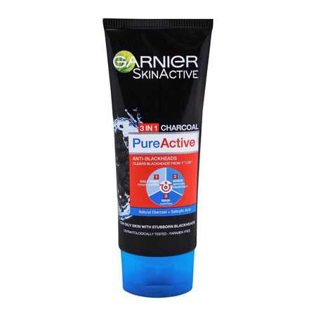 Garnier Skin Active Pure Active Anti-Blackheads 3-in-1 Daily Wash + Scrub + Mask, 100ml - Dissolve Dirt and Impurities - Image 5