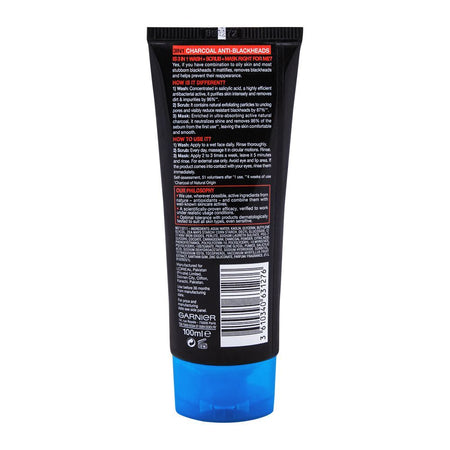 Garnier Skin Active Pure Active Anti-Blackheads 3-in-1 Daily Wash + Scrub + Mask, 100ml - Dissolve Dirt and Impurities - Image 6