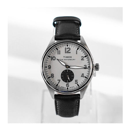 Timex Men's Chrome Round Dial With Plain Black Strap Analog Watch, TW2R88900 - Image 2