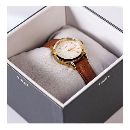 Timex Women's Golden Round Dial With Plain Red Strap Analog Watch, TW2R91100 - Main Image