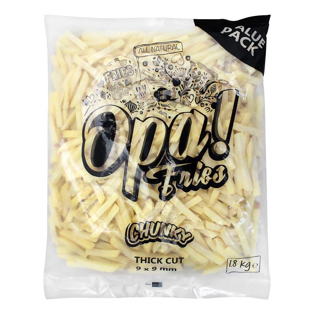 Opa! Fries Chunky Thick Cut, 9x9mm, 1.8 KG, Value Pack - Main Image