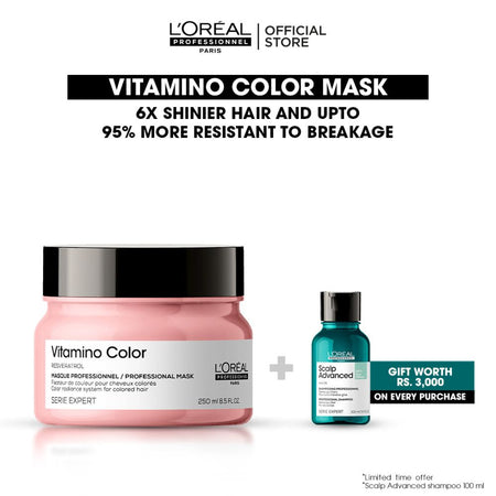 L'Oreal Professionnel Serie Expert Vitamino Color Mask 250 ML - For Color Treated Hair With Resveratrol - Image 2