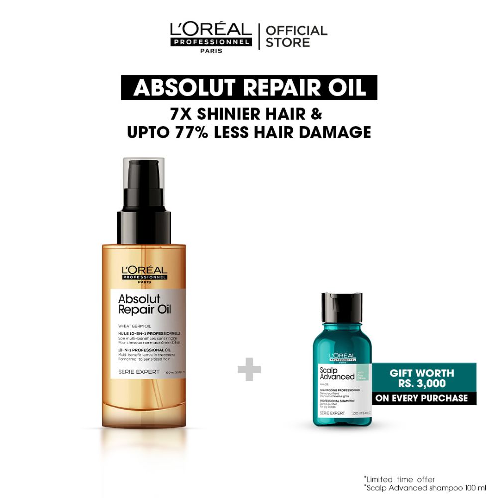 L'Oreal Professionnel Serie Expert Absolut Repair Oil 90 ML - For Dry and Damaged Hair With Wheat Protein - Image 2