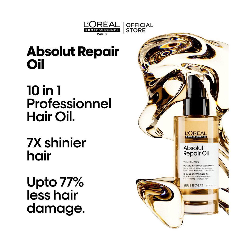 L'Oreal Professionnel Serie Expert Absolut Repair Oil 90 ML - For Dry and Damaged Hair With Wheat Protein - Main Image