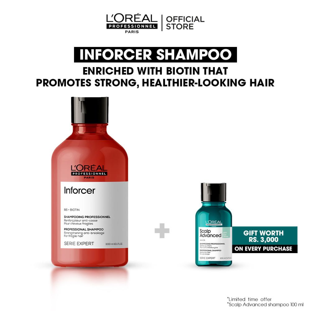 L'Oreal Professionnel Serie Expert Inforcer Shampoo 300 ML - For Weak & Brittle Hair With Biotin & Vitamin B6 - Image 2