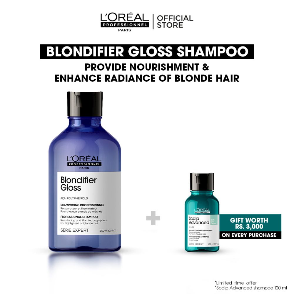L'Oreal Professionnel Serie Expert Blondifier Shampoo 300 ML - For Highlighted & Bleached Hair With Acai Polyphenols - Image 2