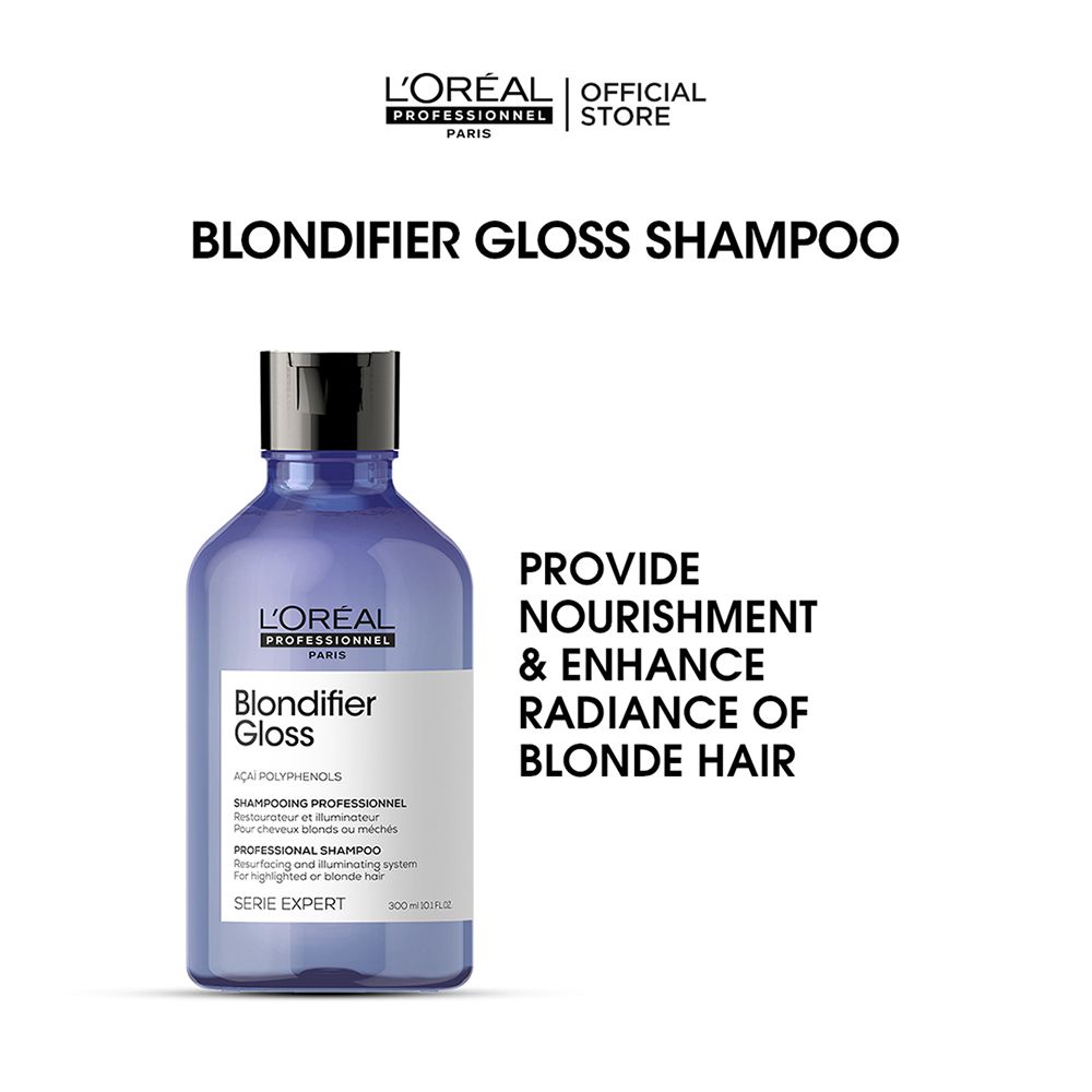 L'Oreal Professionnel Serie Expert Blondifier Shampoo 300 ML - For Highlighted & Bleached Hair With Acai Polyphenols - Main Image