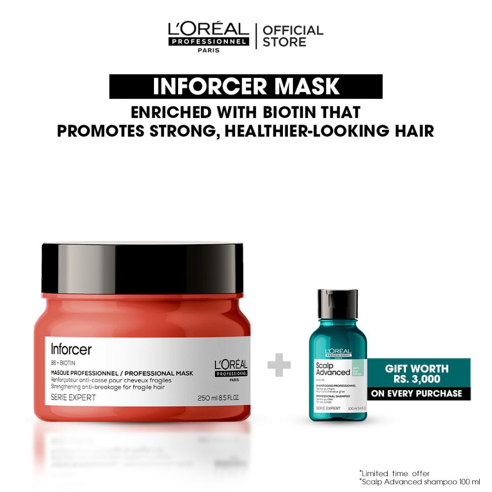 L'Oreal Professionnel Serie Expert Inforcer Mask 300 ML - For Weak & Brittle Hair With Biotin & Vitamin B6 - Image 2