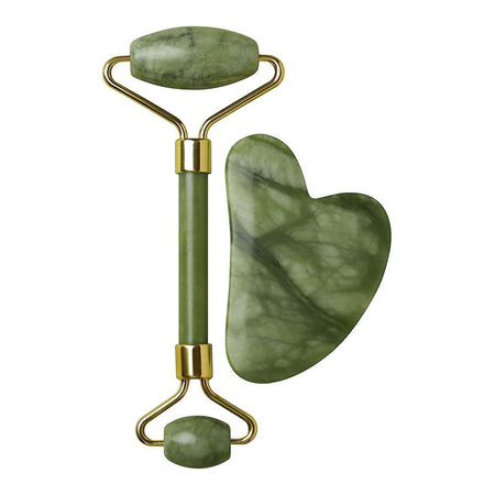 Jade Roller & Guasha, Facial Massage Tool Set, Green, 2-Pack - Main Image