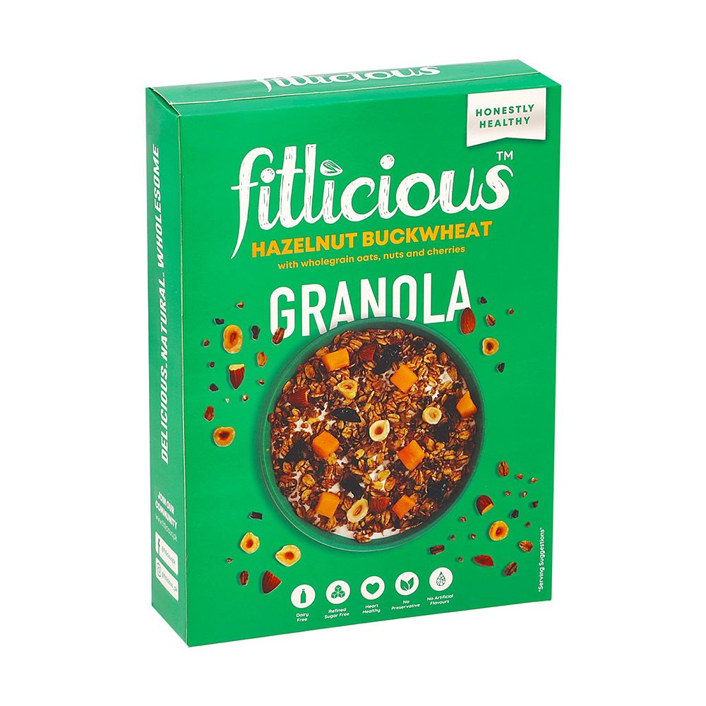 Fitlicious Hazelnut Buckwheat Granola Cereal, 400g - Image 3