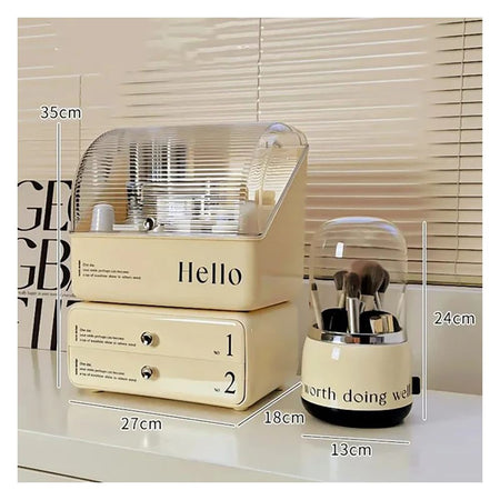 Matrix Exquisite Cosmetic Organizer With Dual Shelves & Brushes Holder, Makeup Organizer - Image 2