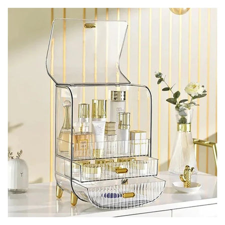 Matrix Desktop Transparent Cosmetic Organizer With Drawers, Large Capacity Makeup Organizer - Image 2