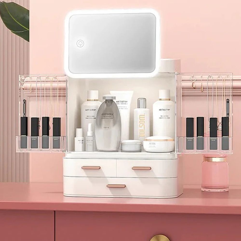 Matrix Classy Cosmetic Organizer With Mirror Without Led & Drawers, Large Capacity Makeup Organizer - Main Image