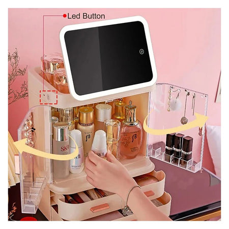 Matrix Grand Closet-Like Organizer With Led Mirror & Drawers, Large Capacity Makeup Organizer - Image 2