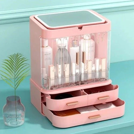 Matrix Grand Closet-Like Organizer With Led Mirror & Drawers, Large Capacity Makeup Organizer - Main Image