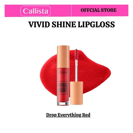 Callista Vivid Shine Lip Gloss, Vegan, Shea Butter, Argan Oil, Vitamin E & Cruelty Free, 4.5ml, 101 Drop Everything Red - Main Image