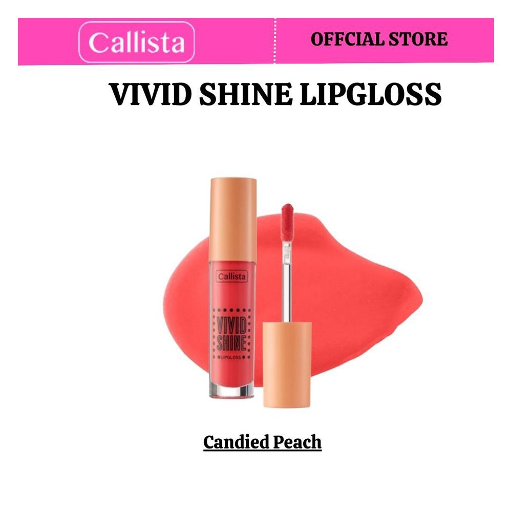 Callista Vivid Shine Lip Gloss, Vegan, Shea Butter, Argan Oil, Vitamin E & Cruelty Free, 4.5ml, 102 Candied Peach - Main Image