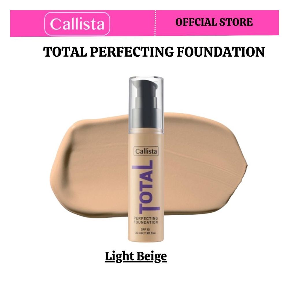 Callista Total Perfecting Foundation, Vegan, SPF 15, Non Comedogenic & Cruelty Free, 30ml, 232 Light Beige - Main Image