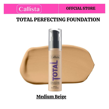 Callista Total Perfecting Foundation, Vegan, SPF 15, Non Comedogenic & Cruelty Free, 30ml, 230 Medium Beige - Main Image