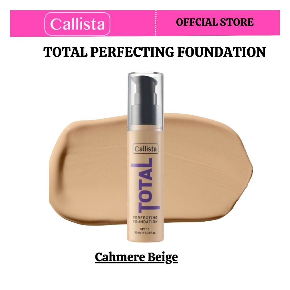 Callista Total Perfecting Foundation, Vegan, SPF 15, Non Comedogenic & Cruelty Free, 30ml, 210 Cashmere Beige - Main Image