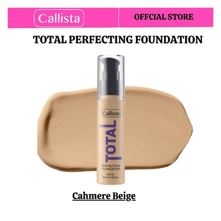 Callista Total Perfecting Foundation, Vegan, SPF 15, Non Comedogenic & Cruelty Free, 30ml, 210 Cashmere Beige - Main Image