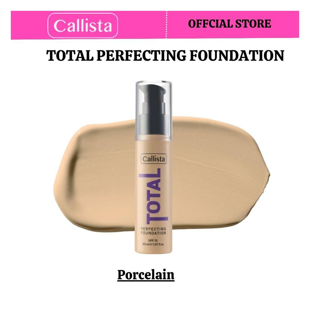 Callista Total Perfecting Foundation, Vegan, SPF 15, Non Comedogenic & Cruelty Free, 30ml, 221 Porcelain - Main Image